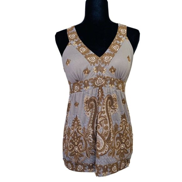 INC International Concepts Tops - INC International Concepts Macys Halter Top Tank Blouse Brown Paisleys Size XS